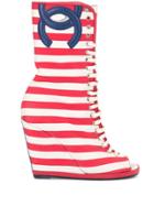 Chanel Pre-owned Border Cc Logos Open Toe Boots - Red