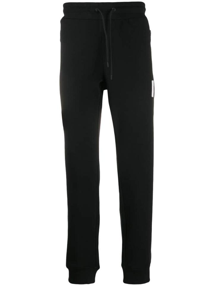 Emporio Armani Cuffed Logo Patch Track Pants - Black