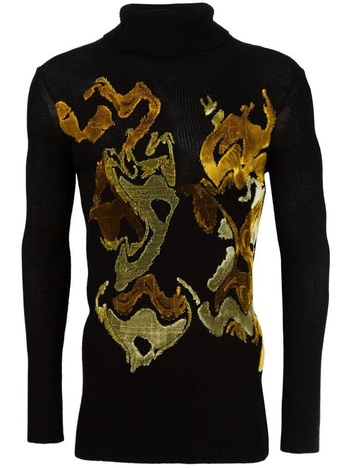 Ann Demeulemeester Appliqué Ribbed Jumper, Men's, Size: Small, Black, Wool/nylon