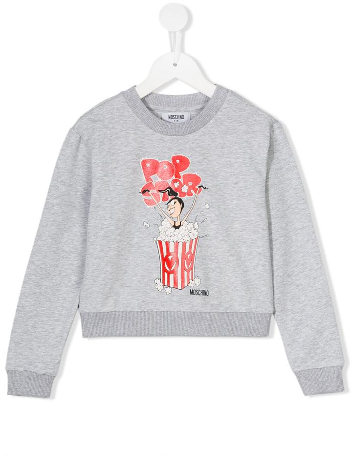 Moschino Kids Popcorn Print Sweatshirt, Girl's, Size: 12 Yrs, Grey