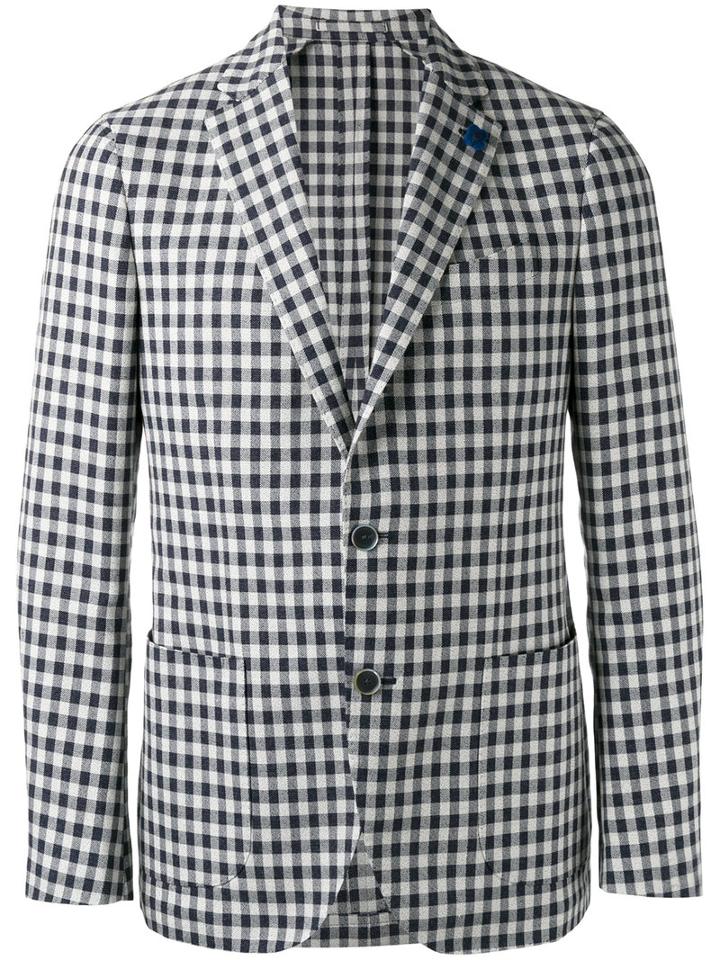 Lardini Single-breasted Blazer, Men's, Size: 50, Blue, Cotton/polyester/linen/flax