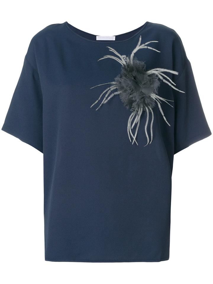 Fabiana Filippi Boat Neck Top With Removable Brooch - Blue