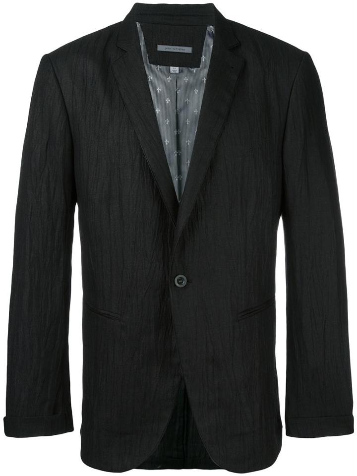 John Varvatos Crinkled Jacket, Men's, Size: 48, Black, Ramie/lyocell/cotton