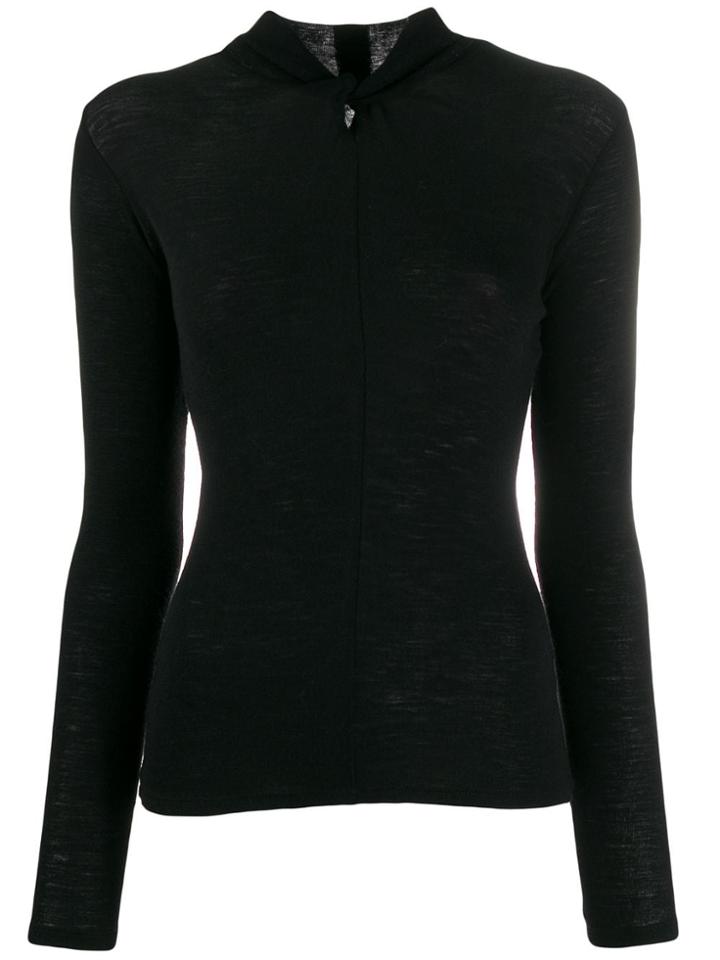 Vince Ribbed Twisted Long-sleeve Top - Black