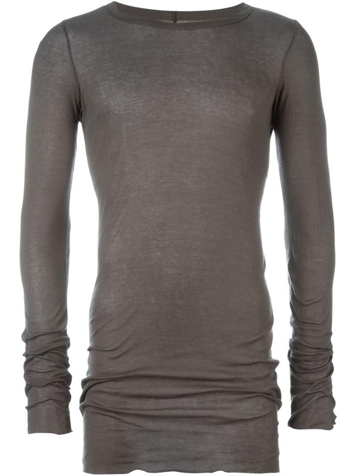 Rick Owens Long Length T-shirt, Men's, Size: L, Grey, Cotton