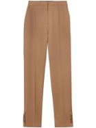 Burberry Straight Fit Button Detail Wool Blend Tailored Trousers -