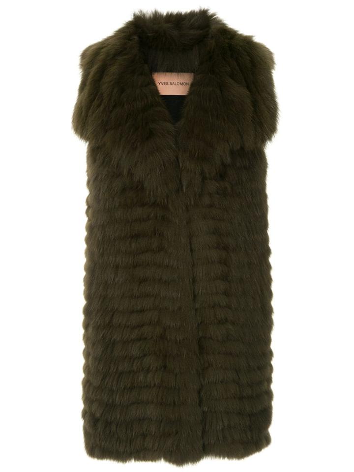 Yves Salomon Long Fur Gilet - Green