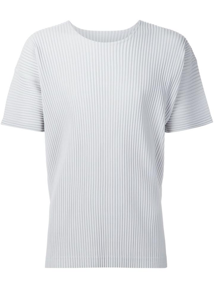 Homme Plissé Issey Miyake Pleated T-shirt, Men's, Size: 2, Grey, Polyester