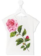 Dolce & Gabbana Kids - Rose Print T-shirt - Kids - Cotton - 9 Mth, White