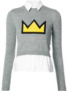 Alice+olivia Layered Shirt Jumper, Size: Xs, Grey, Spandex/elastane/polyester/cotton/wool