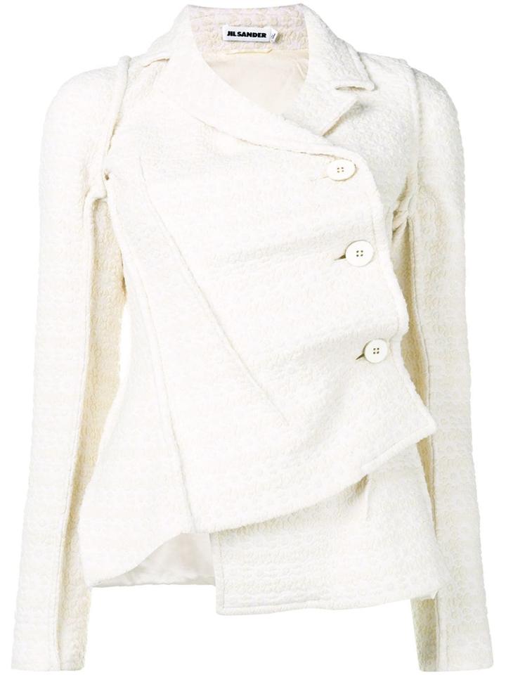 Jil Sander Off-centre Shearling Jacket - White
