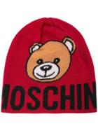 Moschino Teddy Bear Intarsia Beanie - Red