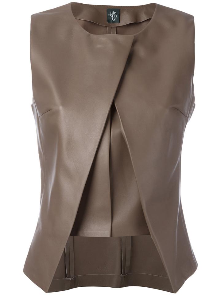 Eleventy - Panelled Sleeveless Top - Women - Sheep Skin/shearling - 40, Women's, Grey, Sheep Skin/shearling