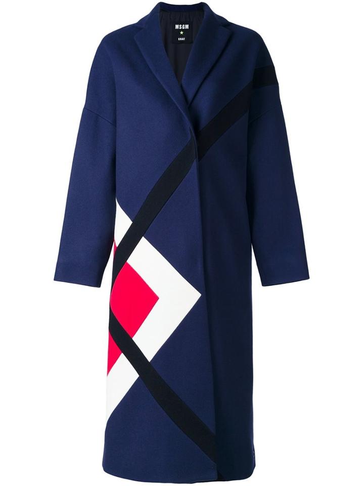 Msgm Geometric Pattern Mid Coat