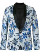 Christian Pellizzari Floral Print Dinner Jacket, Men's, Size: 50, Blue, Cotton/polyester/acetate/viscose