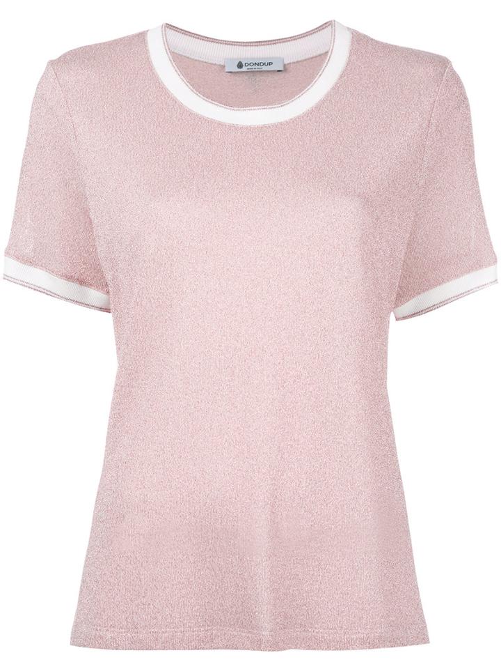 Dondup Pleated Back T-shirt, Women's, Size: Large, Pink/purple, Polyamide/polyester/viscose/metallic Fibre