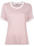 Dondup Pleated Back T-shirt, Women's, Size: Large, Pink/purple, Polyamide/polyester/viscose/metallic Fibre