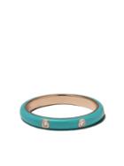 Ef Collection 14kt Rose Gold Turquoise Enamel And Diamond Stack Ring