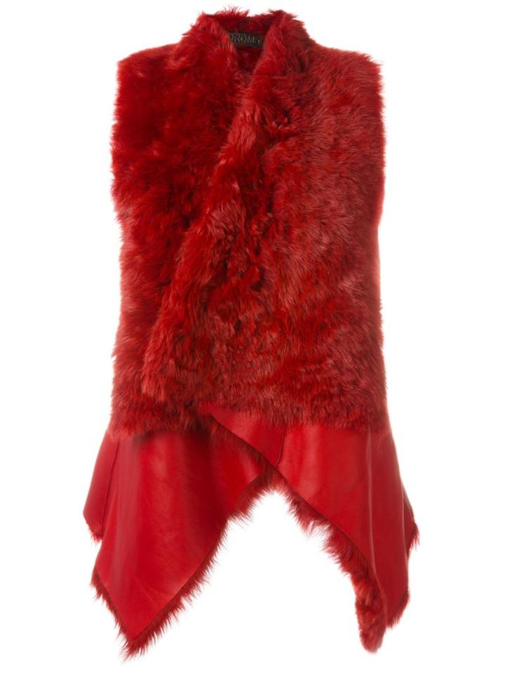 Drome Sleeveless Open Jacket, Women's, Size: Medium, Red, Lamb Skin/lamb Fur