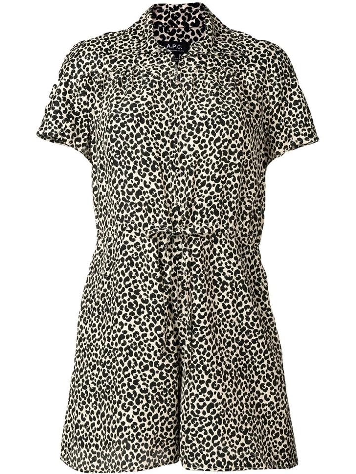 A.p.c. Leopard Print Playsuit - Neutrals