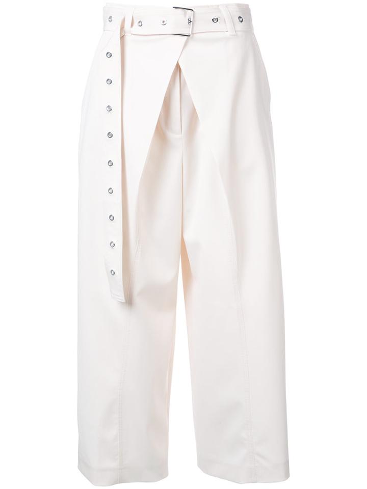 Proenza Schouler - Belted Flared Trousers - Women - Spandex/elastane/wool - 2, White, Spandex/elastane/wool