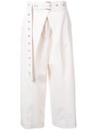 Proenza Schouler - Belted Flared Trousers - Women - Spandex/elastane/wool - 2, White, Spandex/elastane/wool