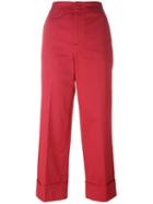 Pt01 Flared Cropped Trousers, Women's, Size: 40, Red, Cotton/spandex/elastane