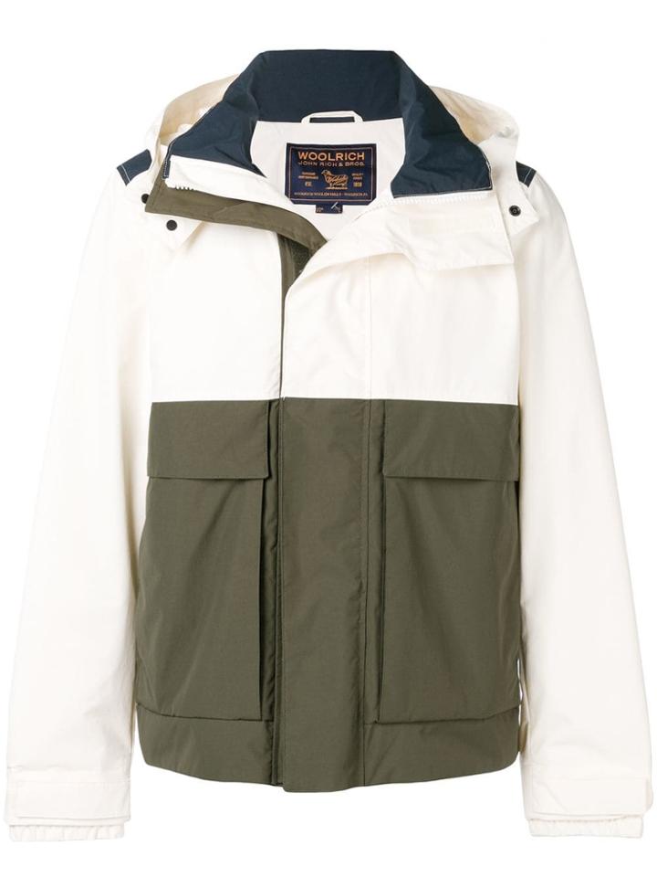 Woolrich Colour Block Hooded Jacket - Green
