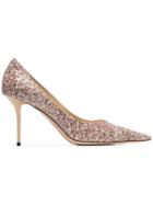 Jimmy Choo Pink And Gold-tone Love 85 Pumps - Metallic