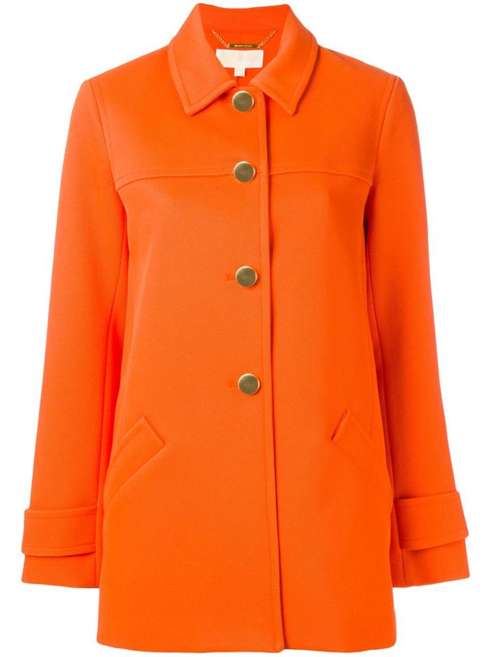 Michael Michael Kors Metallic Button Coat - Yellow & Orange