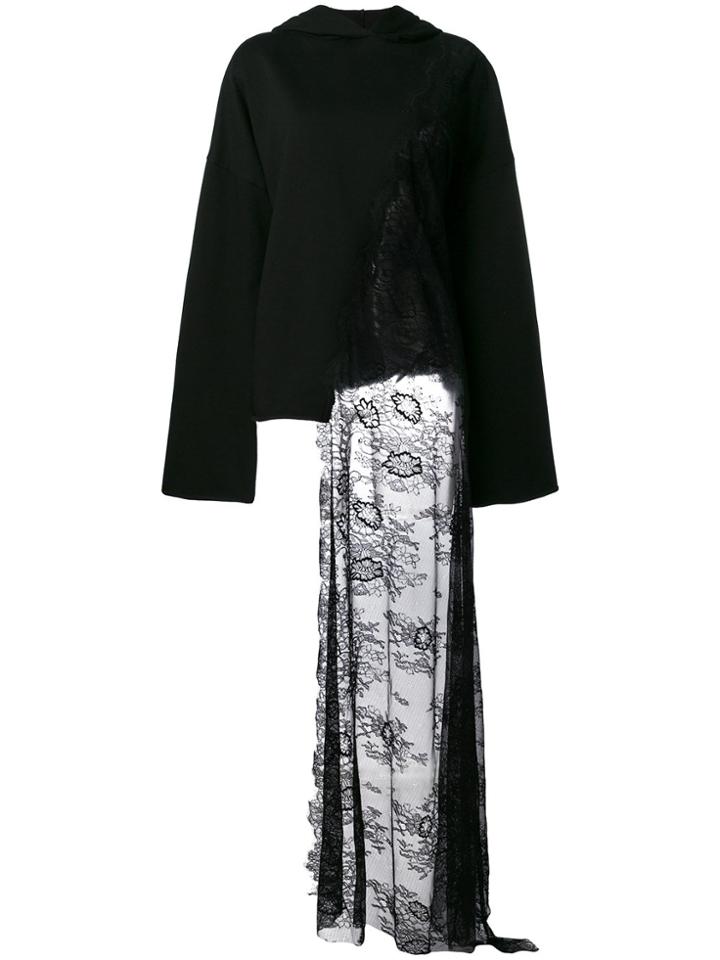 Seen Lace Insert Hoodie - Black