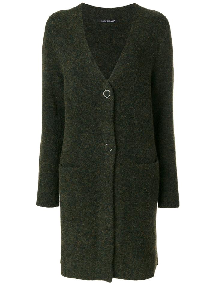 Luisa Cerano Long V-neck Cardigan - Green