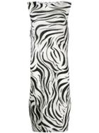 Pleats Please Issey Miyake Zebra-pattern Pleated Dress - White