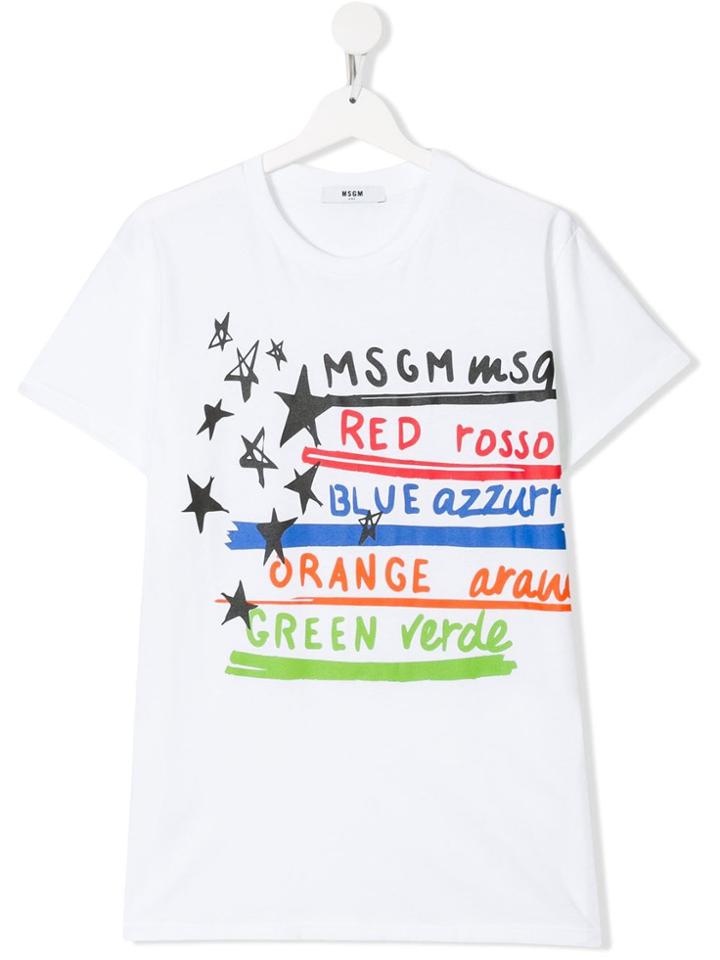 Msgm Kids Teen Stars Print T-shirt - White