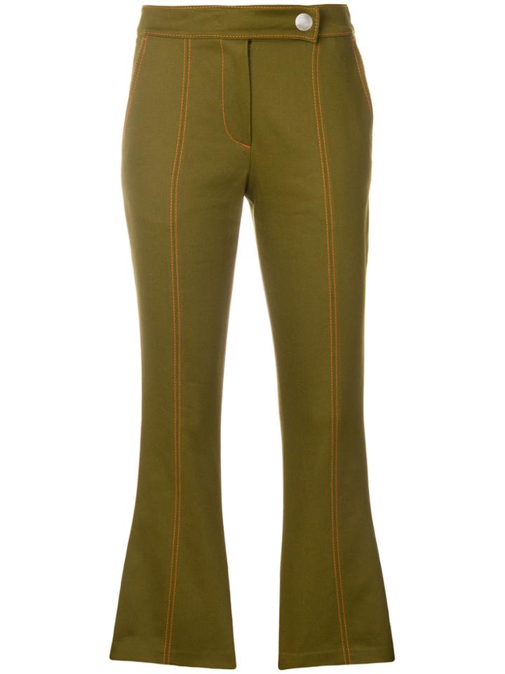 Msgm Cropped Flare Trousers - Green