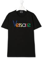 Young Versace Teen Embroidered Logo T-shirt - Black