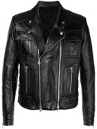 Balmain Slim-fitted Leather Jacket - Black