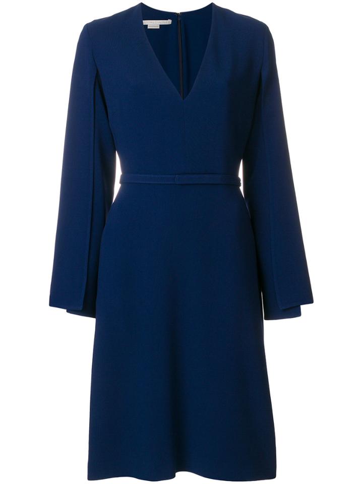 Stella Mccartney V-neck Slit Sleeve Dress - Blue
