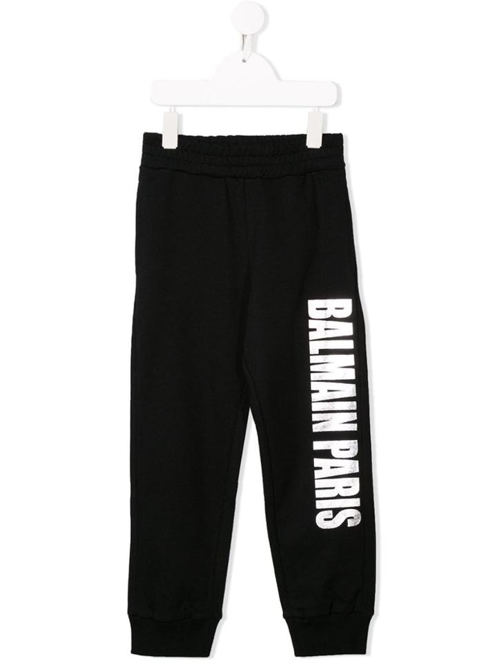 Balmain Kids Metallic Logo Track Trousers - Black