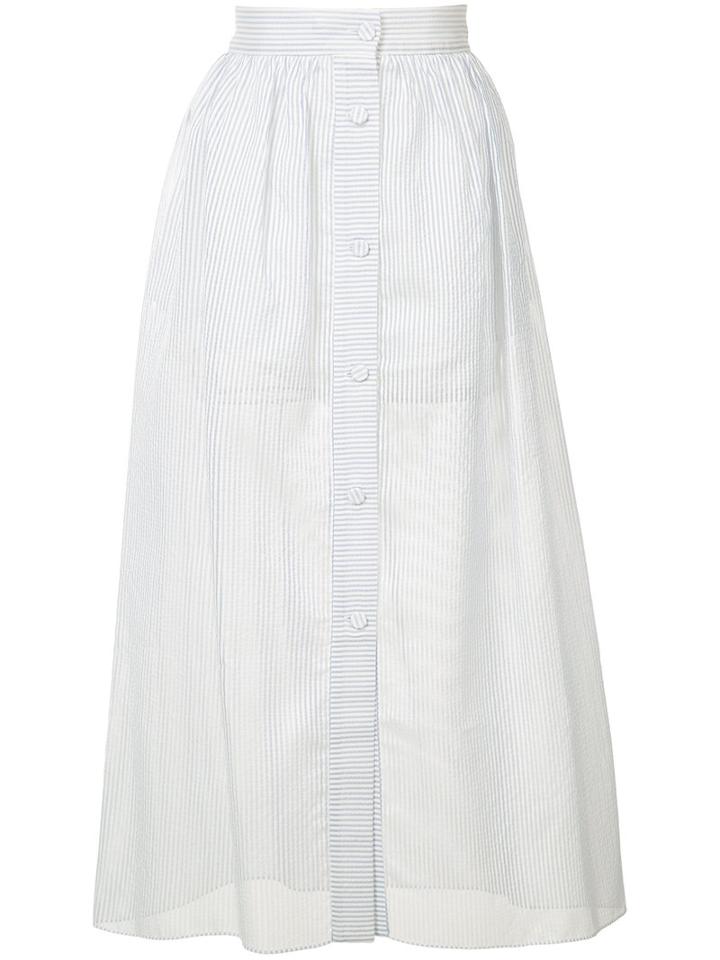 Vilshenko - Striped A-line Skirt - Women - Silk/cotton/polyester - 12, Blue, Silk/cotton/polyester