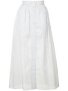 Vilshenko - Striped A-line Skirt - Women - Silk/cotton/polyester - 12, Blue, Silk/cotton/polyester