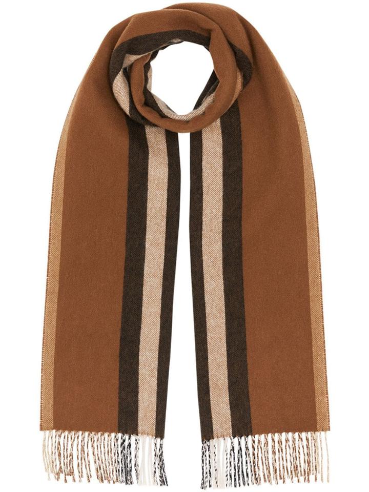 Burberry Reversible Icon Stripe Cashmere Scarf - Brown