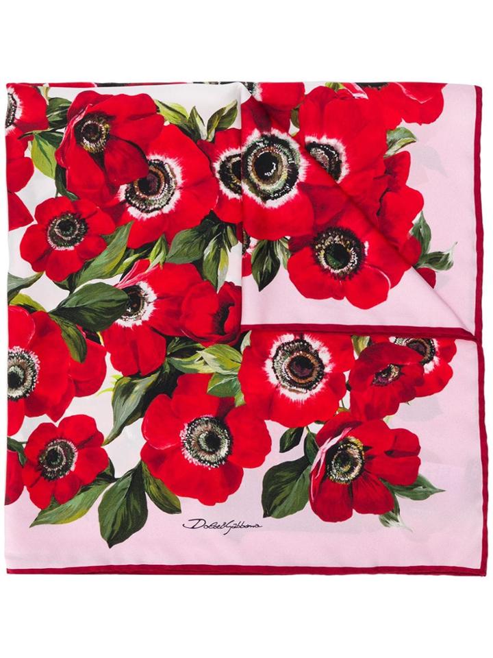 Dolce & Gabbana Satin Flower Scarf - Pink