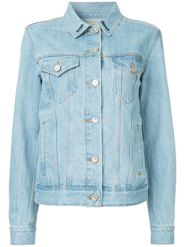 Être Cécile Tropical Embroidery Denim Jacket - Blue