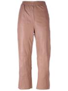 Forte Forte Tapered Cropped Trousers, Women's, Size: 2, Pink/purple, Leather/cupro/viscose