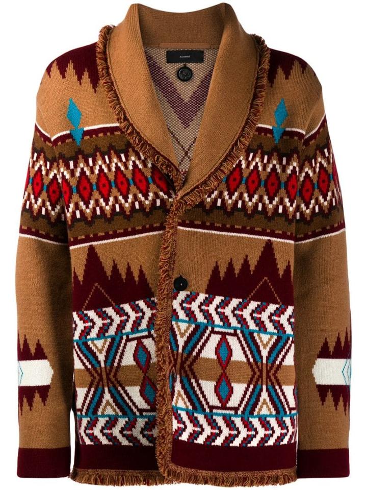 Alanui Intarsia Button Cardigan - Brown