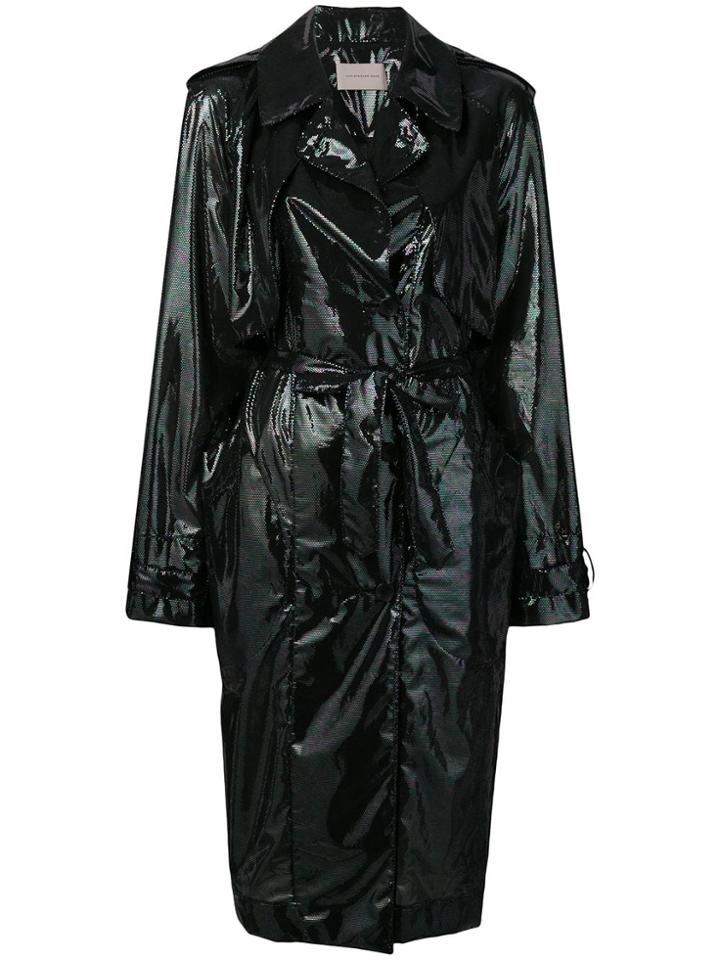 Christopher Kane Iridescent Oil Trench Coat - Black