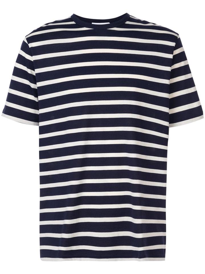 Sunspel Striped Short Sleeve Top - Blue