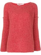 Agnona - Ribbed Jumper - Women - Polyamide/camel Hair/wool - L, Red, Polyamide/camel Hair/wool