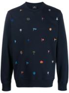 Ps Paul Smith Embroidered Long-sleeve Sweatshirt - Blue